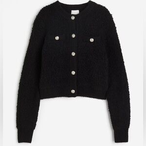 H&M Boucle Thick Soft Round Neckline Cardigan with Silver Buttons
